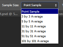 Sample size drop down menu