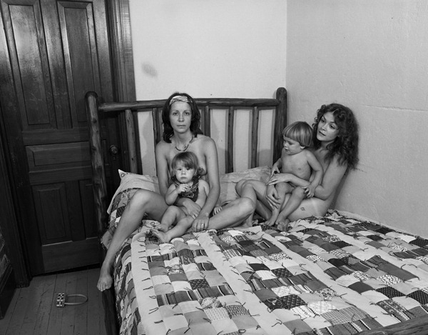 Punky, JoJean, Jake and Heather in Bed, Muddy Creek Forks, PA, 1979_website