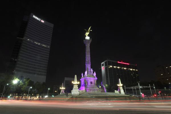 HSBC Corporate Building, Angel of Independence, and the Sheraton Maria Isabel Hotel during Earth Hour