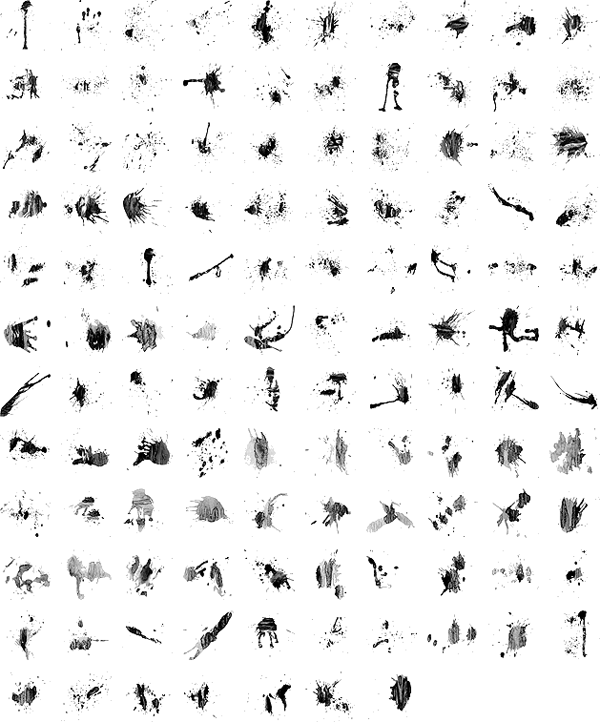 Thumbnails of blood splatter brushes