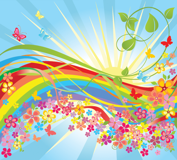 Flowers and rainbow Flowers and rainbow