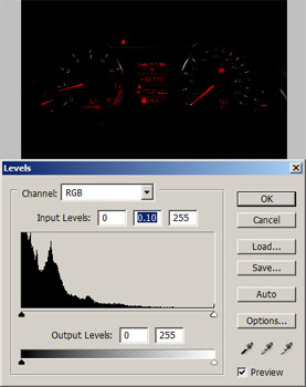 Adjusting settings in the Levels tool.