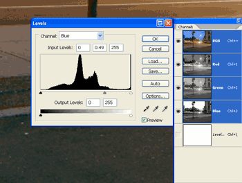 Editing Blue Channel with Levels