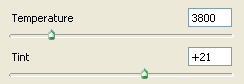 Raw Temperature and Tint Sliders