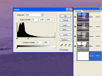 Editing Red Channel with Levels
