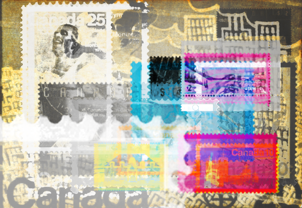 Aged paper with stamp brushes