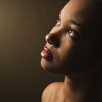 Portrait of serious young woman