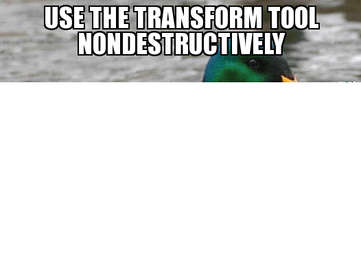 Use the transform tool nondestructively. Convert layer to Smart Object first (Right-click layer > Convert to Smart Object).