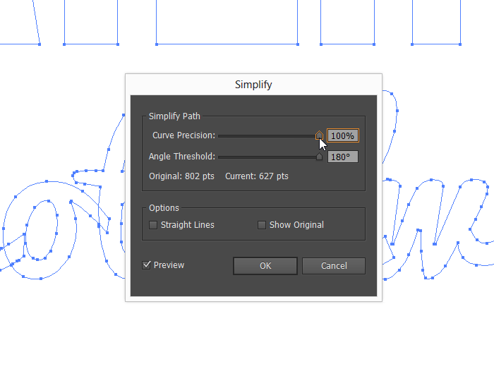 Adobe Illustrator Simpify Текст